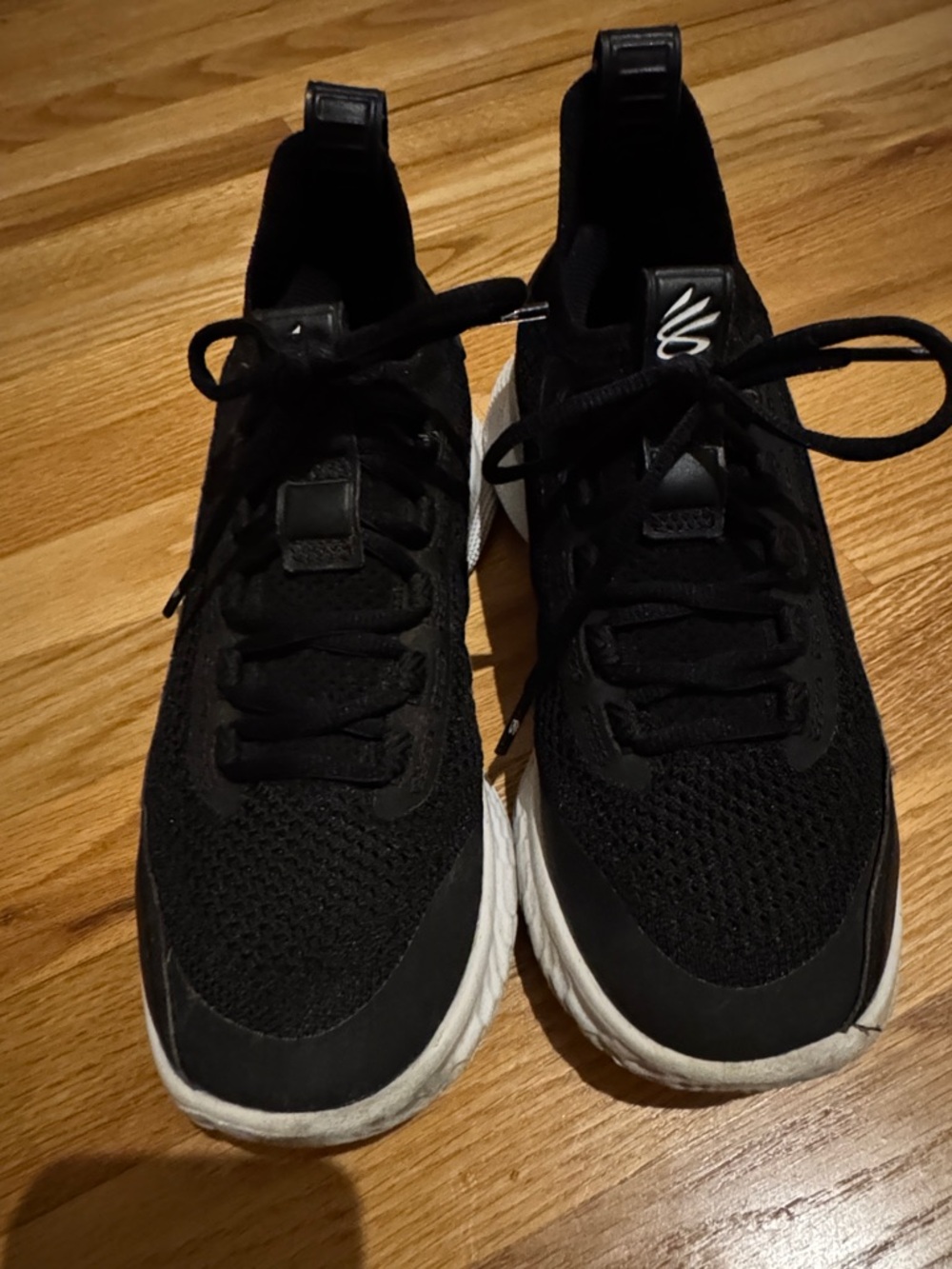 Under Armour Steph Curry Flow Black Sneakers with White Sole - Youth Size 6